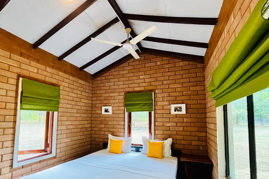 Spacious airy room Leopard Forest Cottage at Funky leopard safari lodge Yala national Park 