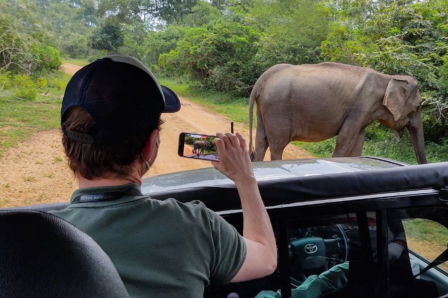 Capturing images during their safari at Funky leopard safari lodge Yala park in Sri Lanka 